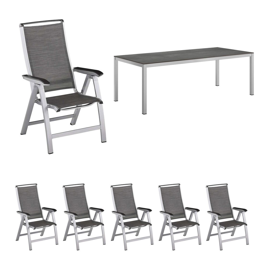 Kettler Forma II Gartenmöbel-Set L verstellbar (6 Plätze) mit OUTLIV. Tisch 220x100cm