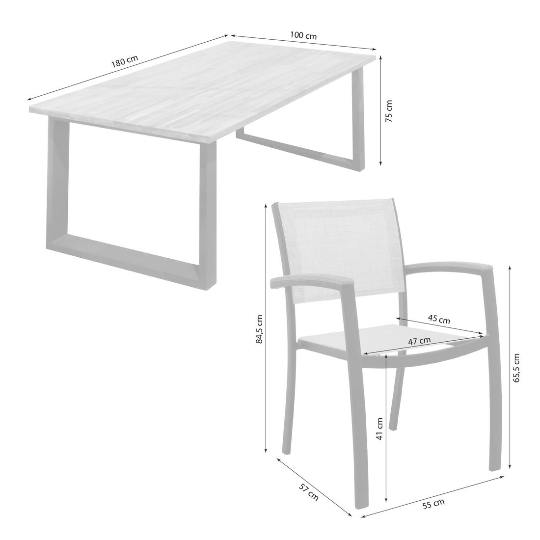 LifestyleGarden Ragusa Gartenmöbel-Set M (4 Plätze) mit OUTLIV. Tisch 180x100cm