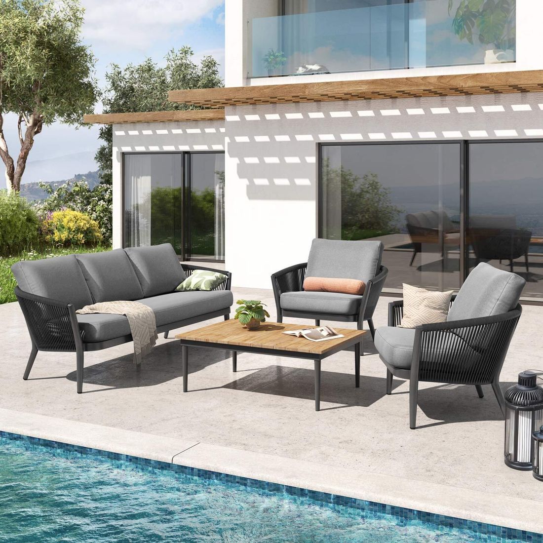 OUTLIV. Monet Loungeset inkl. Loungetisch Aluminium/Rope/Olefin