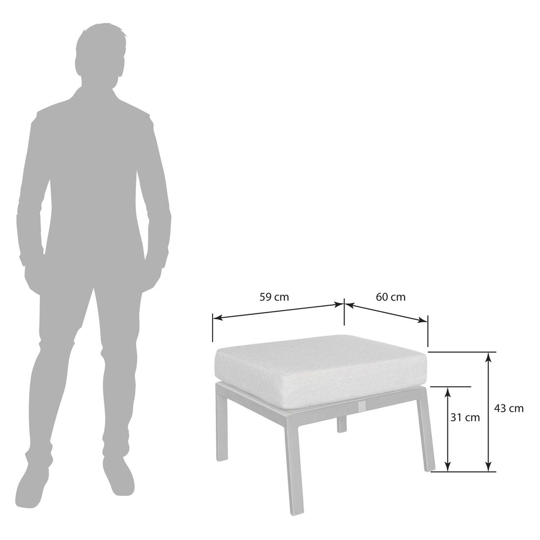 OUTLIV. Perth Loungehocker Aluminium/Polyester