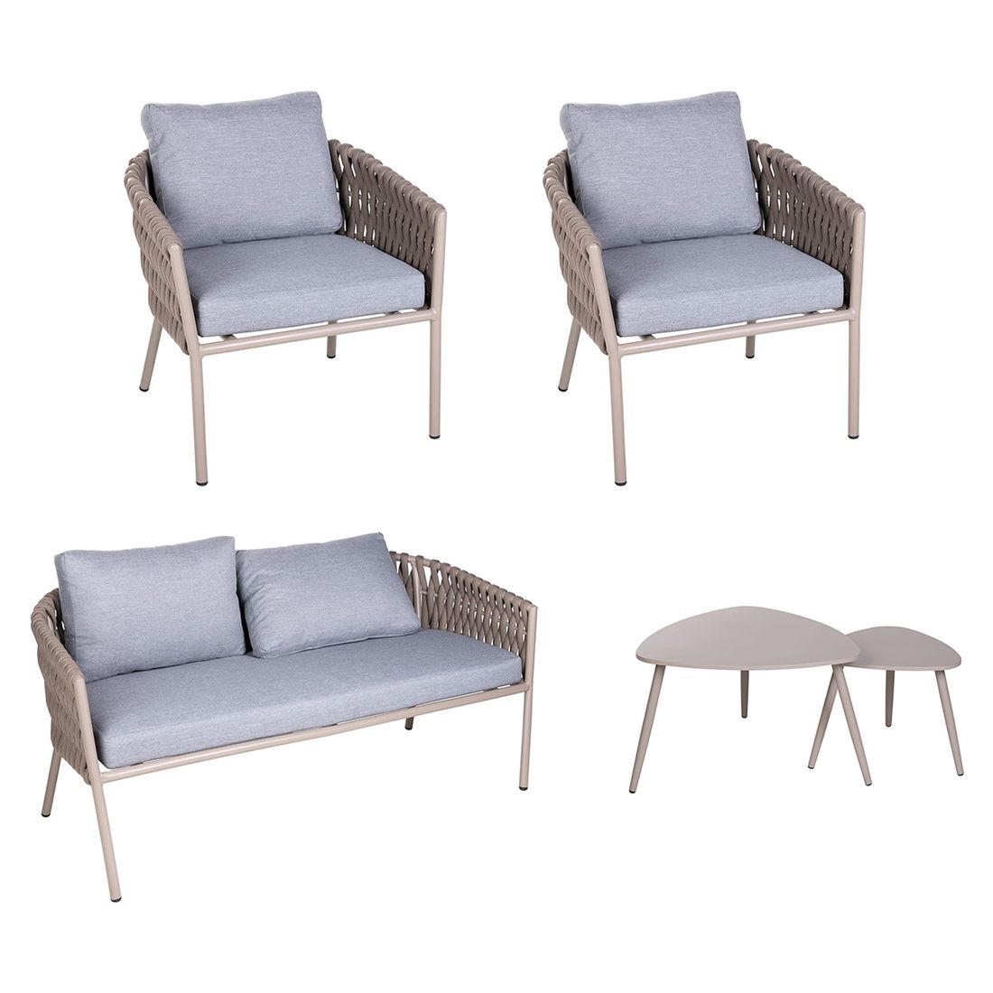 OUTLIV. Loungeset inkl. Loungetisch Stahl/Kunstfaser