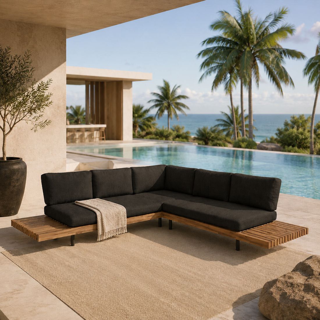 OUTLIV. Portillo Ecklounge Stahl/Akazie/Polyester