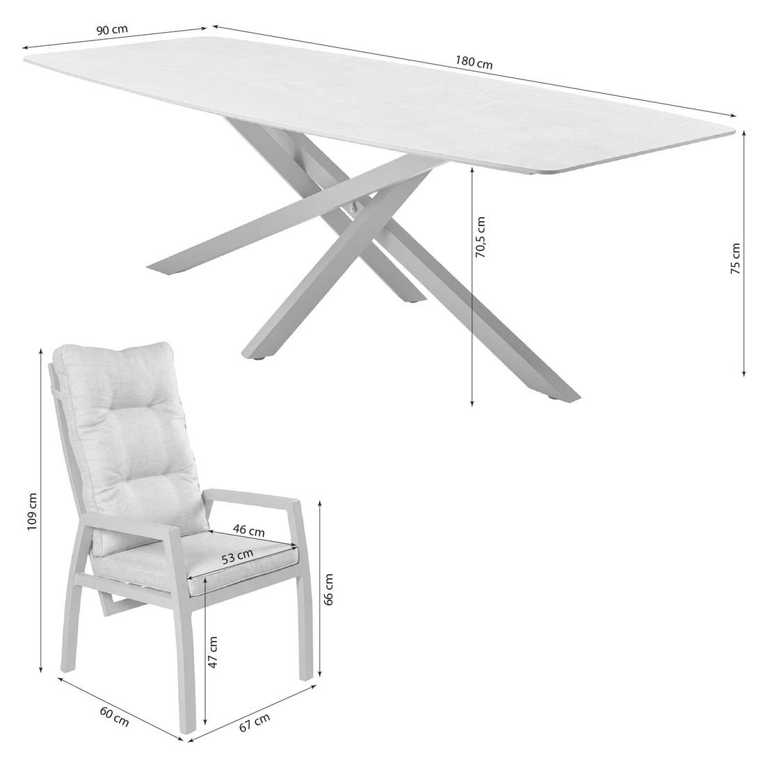 LC Garden Bondino Gartenmöbel-Set Tisch 180x90cm