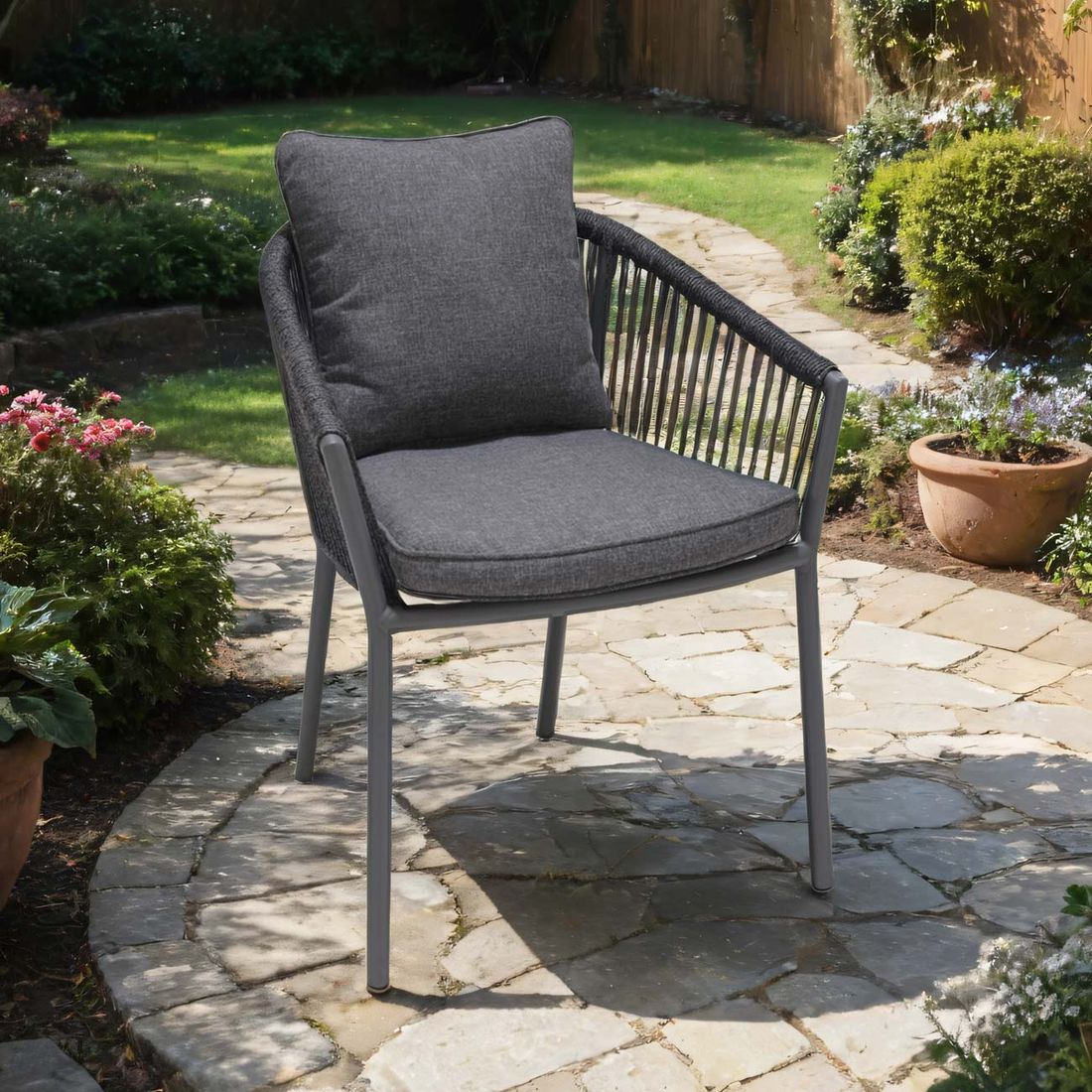 LifestyleGarden Viborg Stapelsessel Aluminium mit Sitz- und Rückenkissen