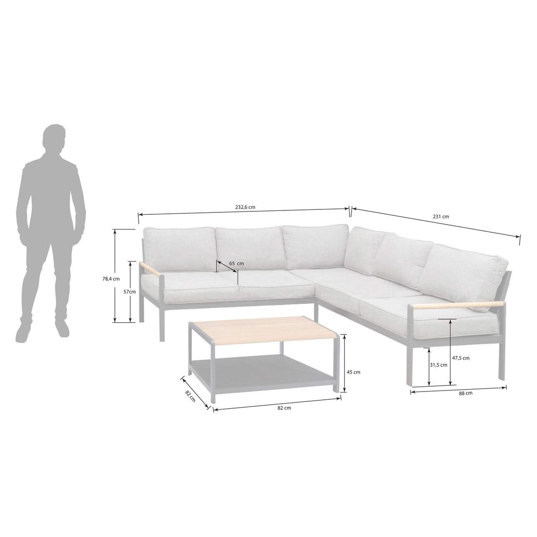 LifestyleGarden Amber Ecklounge Aluminium/Olefin