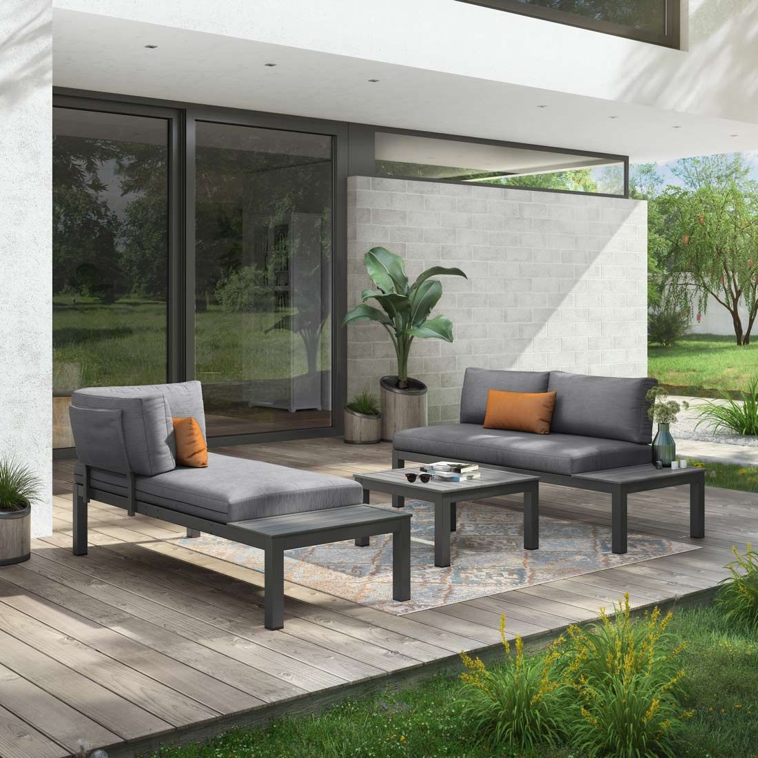 OUTLIV. Morsum Modulare Ecklounge inkl. Loungetisch Aluminium/Spunpolyester