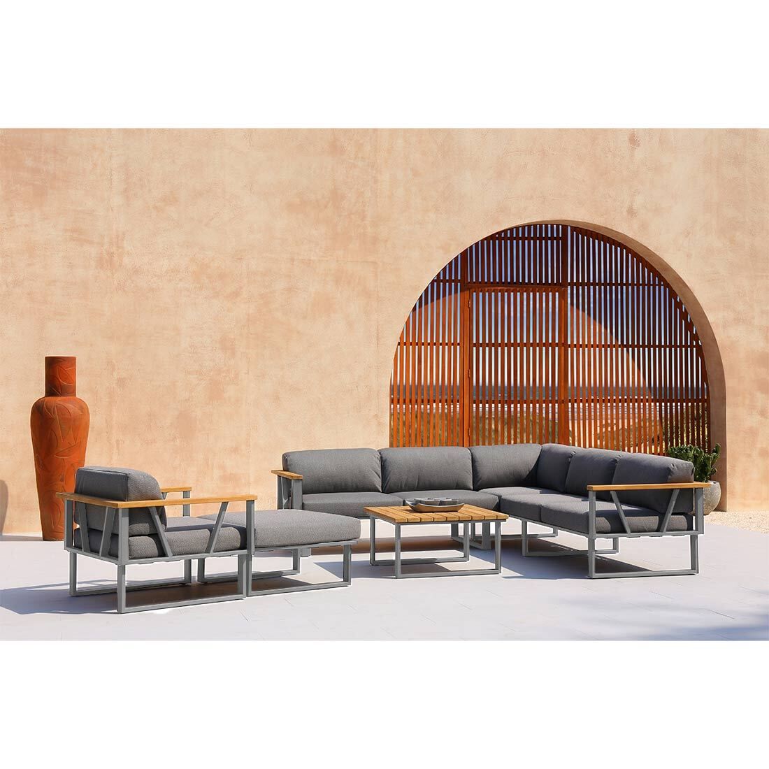 Zebra Belvedere Ecklounge inkl. Loungetisch Edelstahl/Tuvatextil