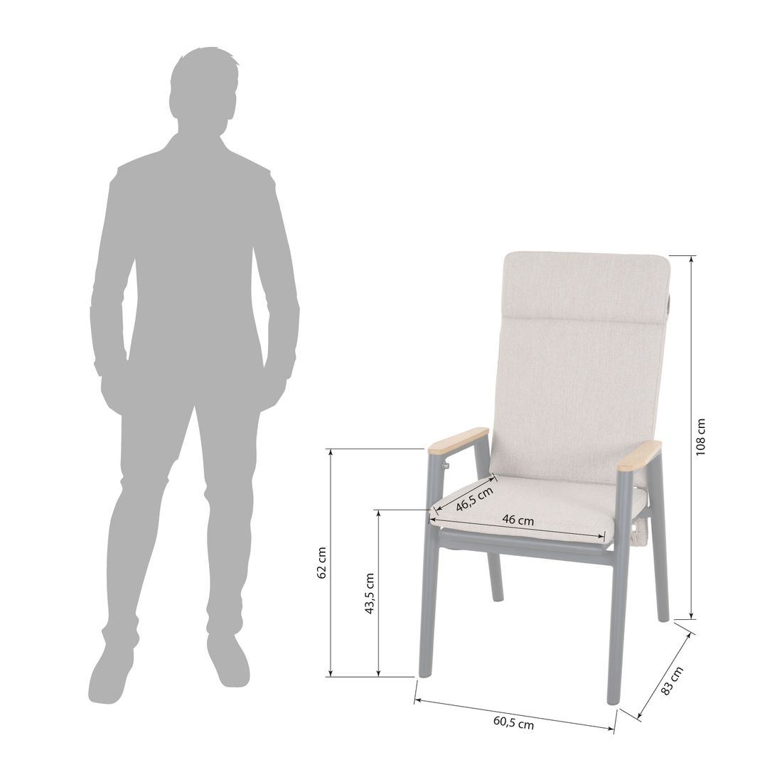Siena Garden Cortina Gartensessel verstellbar Aluminium mit Sitz- und Rückenkissen