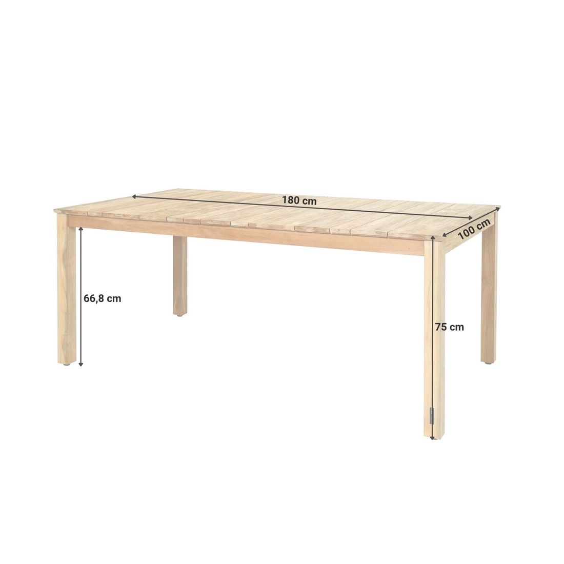Zebra Derex Gartentisch 180x100cm Teak recycelt