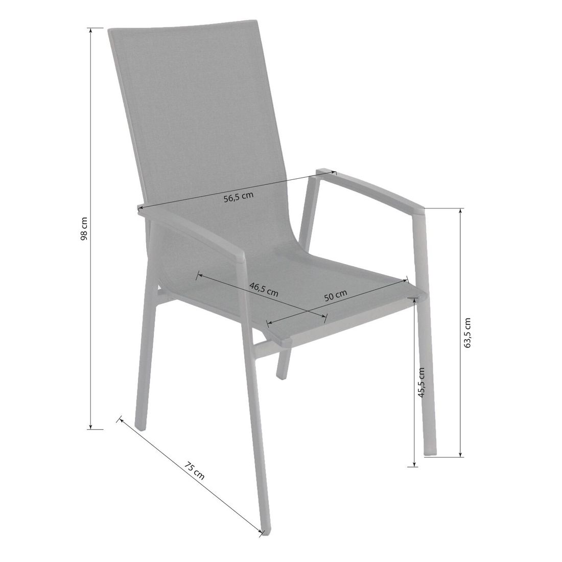 LC Garden Unimo Stapelsessel Hochlehner Aluminium/Textilene
