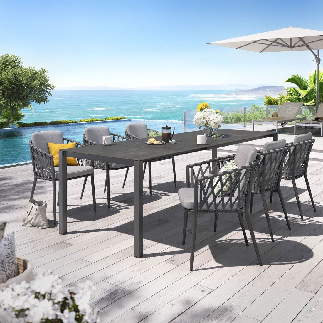 OUTLIV. Cairns Gartenmöbel-Set L (6 Plätze) Tisch 160/217/267x92cm
