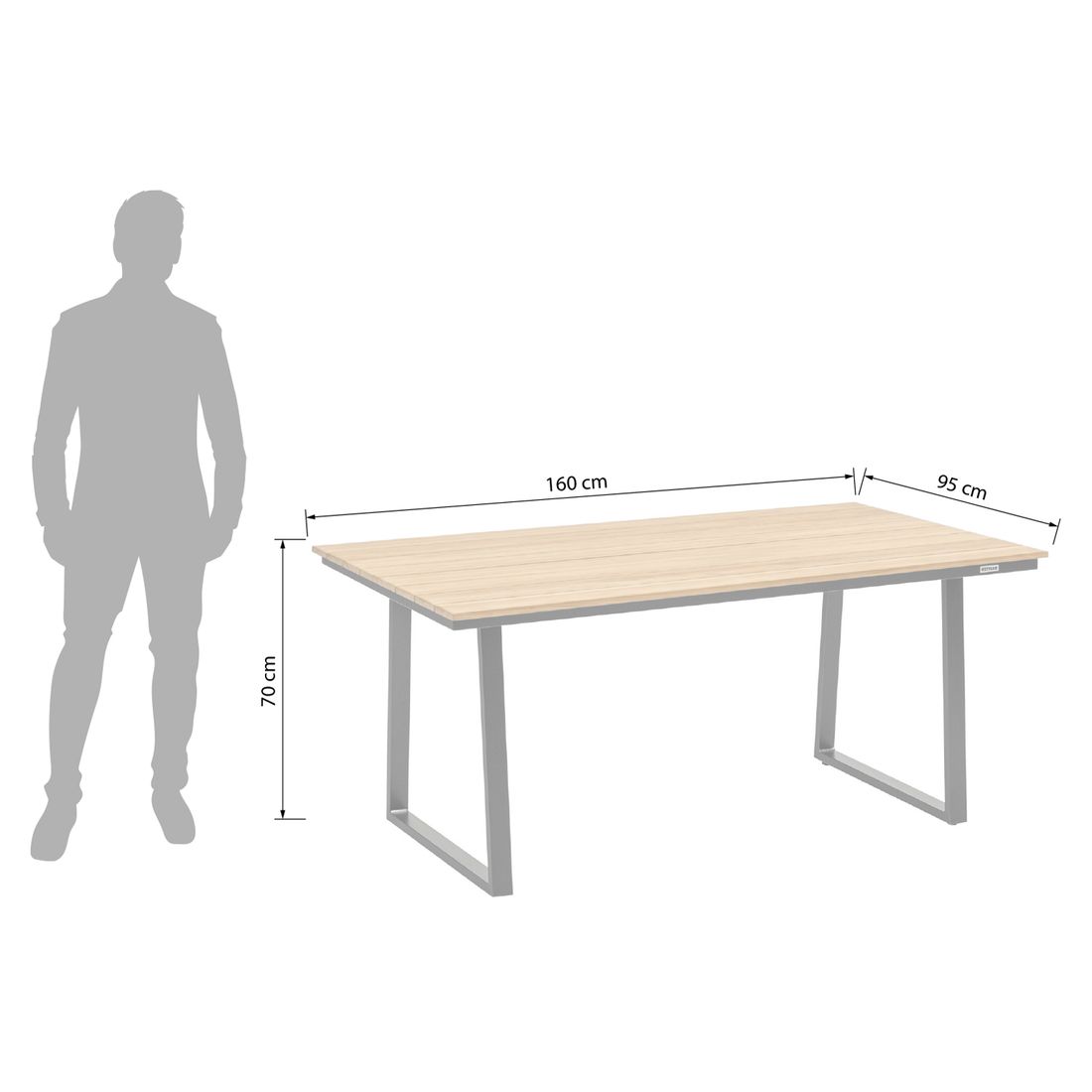 Kettler Skate Low Dining Gartentisch Aluminium/Teak