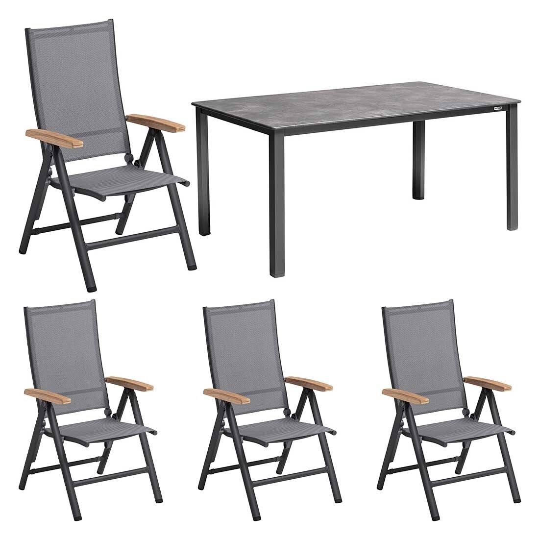 Kettler Cirrus Gartenmöbel-Set M verstellbar (4 Plätze) Tisch 160x90cm