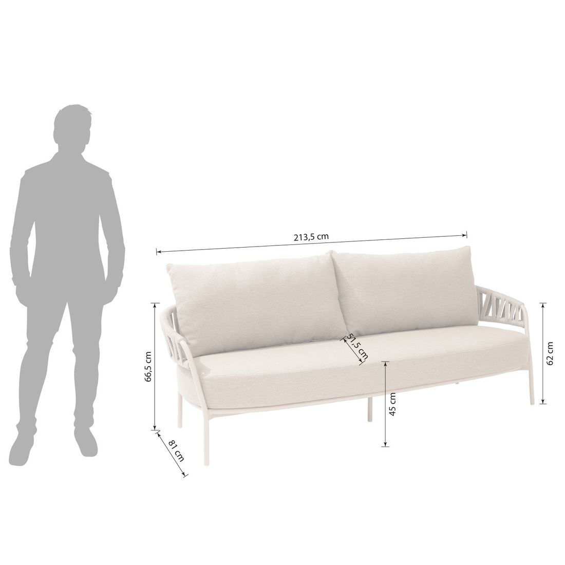 4Seasons Calma Gartenloungesofa Aluminium/Rope/Olefin
