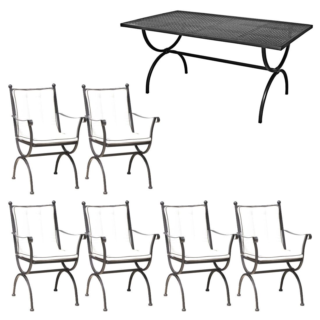 MBM Romeo Gartenmöbel-Set L (6 Plätze) Tisch 160x90cm