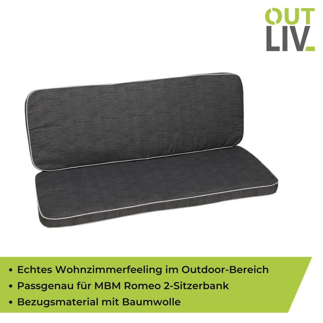 OUTLIV. Romeo 2-Sitzer Bankauflage 109x38/42x4 cm