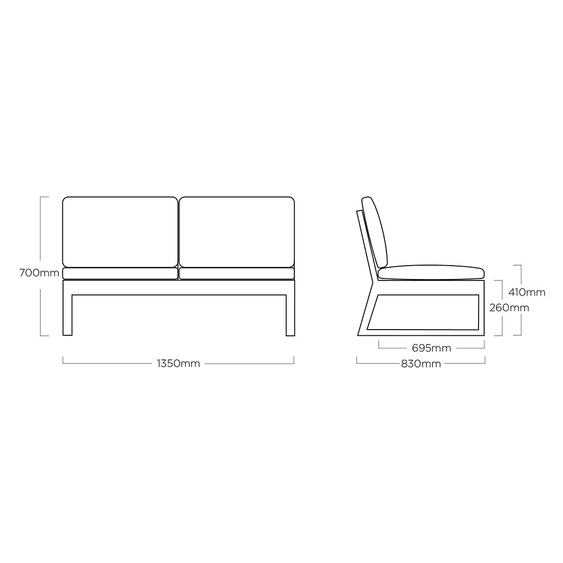 Kettler Ocean Skid Platform Gartenloungesofa Aluminium/Agora