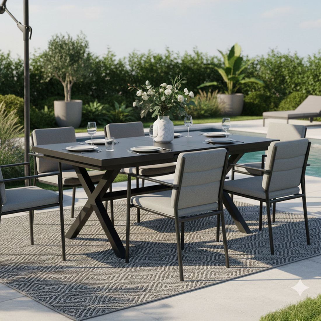 Sungörl Vario Ausziehtisch 180/240x100cm Aluminium/Sinterstone