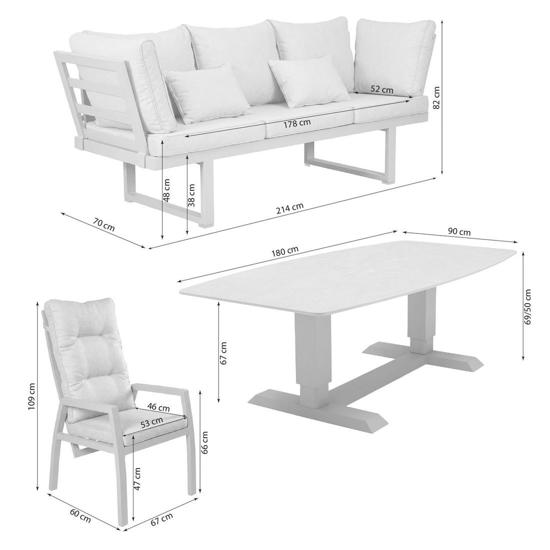 LC Garden Bondino Gartenmöbel-Set Tisch 220x100cm