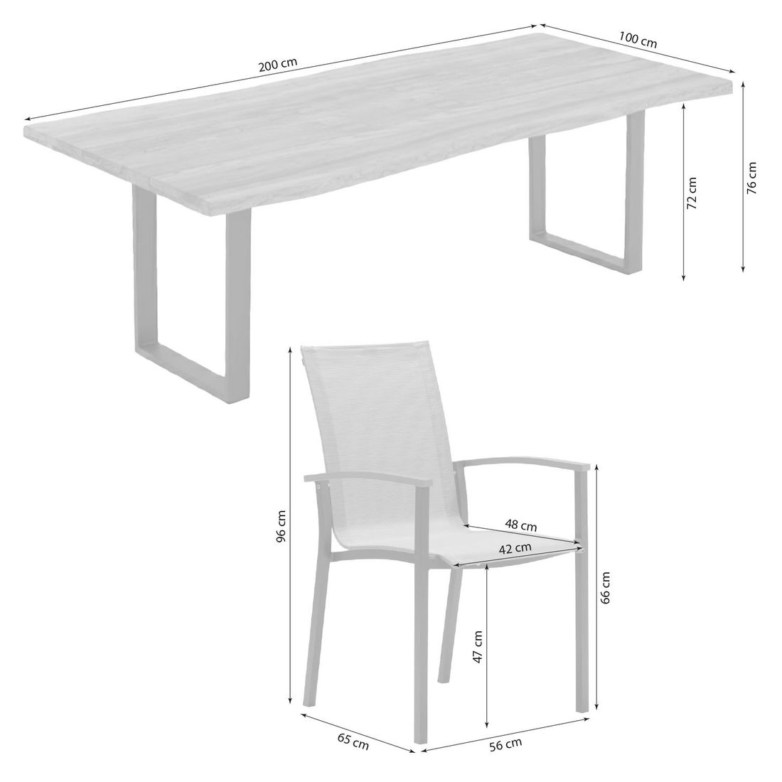 Stern Evoee Gartenmöbel-Set L (6 Plätze) mit OUTLIV. Tisch 200x100cm