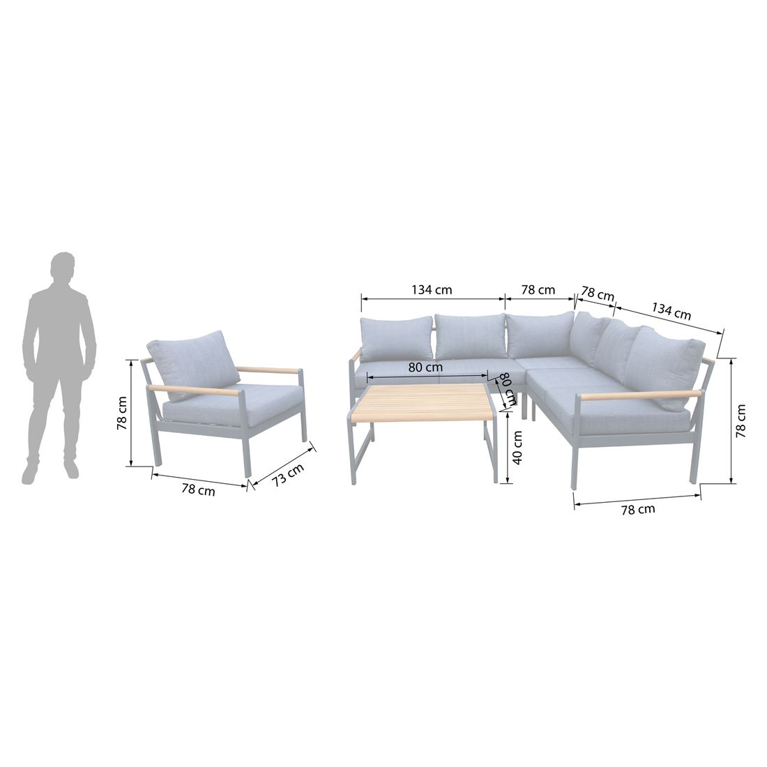 OUTLIV. Sina Ecklounge inkl. Loungetisch Aluminium/Polyspun