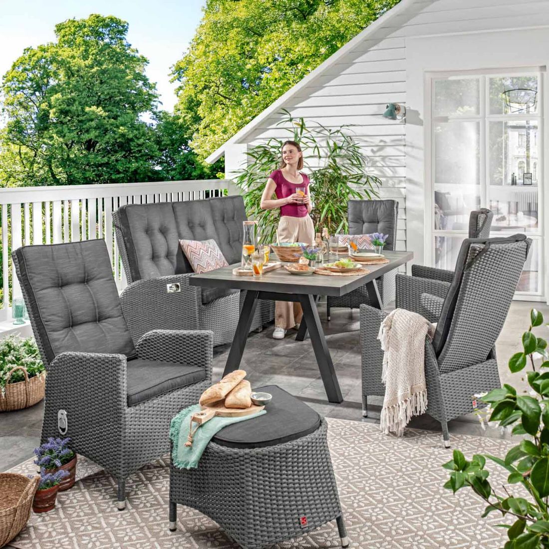 LC Garden Barcelona Loungehocker Geflecht/Kunstfaser