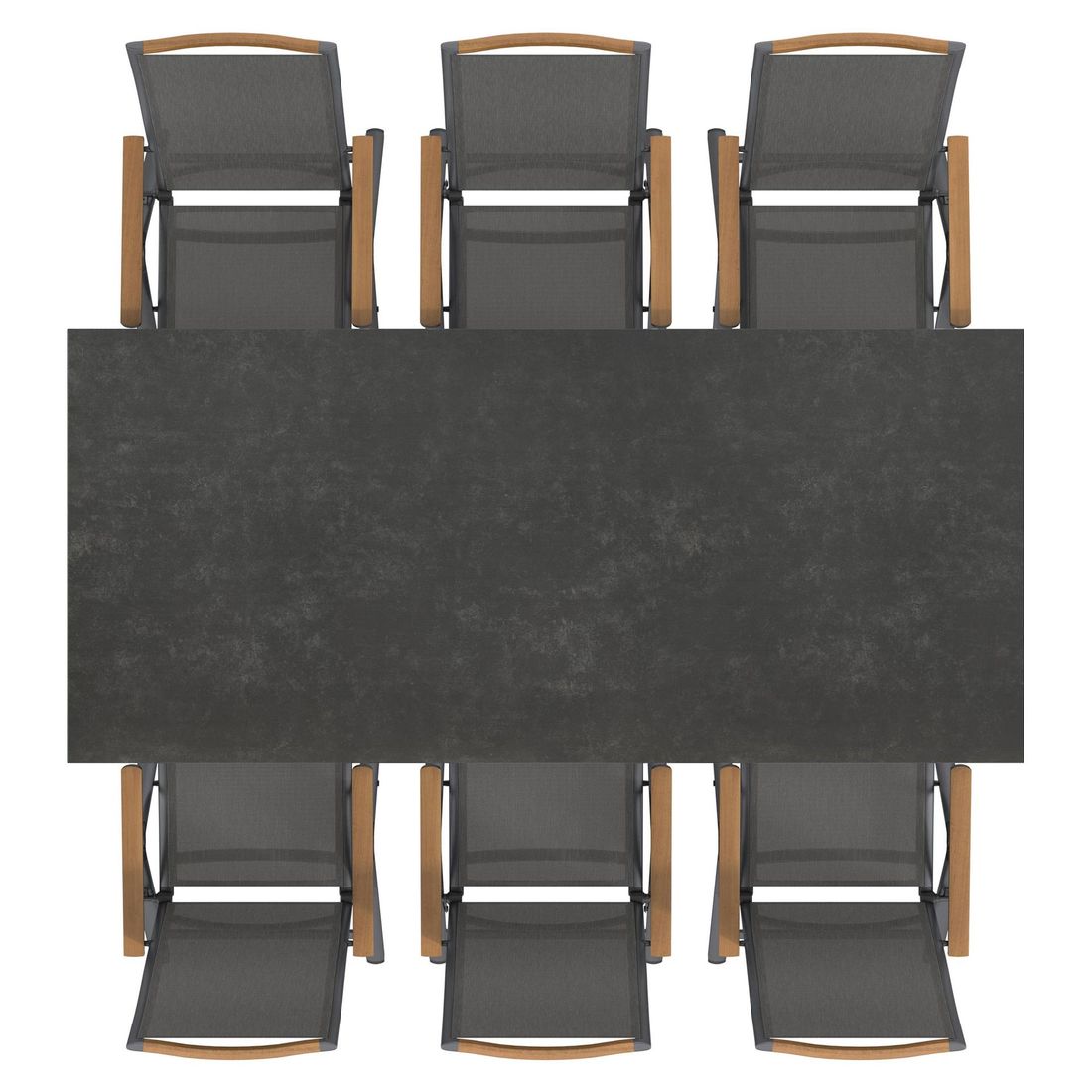 OUTLIV. Jacob Gartenmöbel-Set L verstellbar (6 Plätze) Tisch 220x100cm