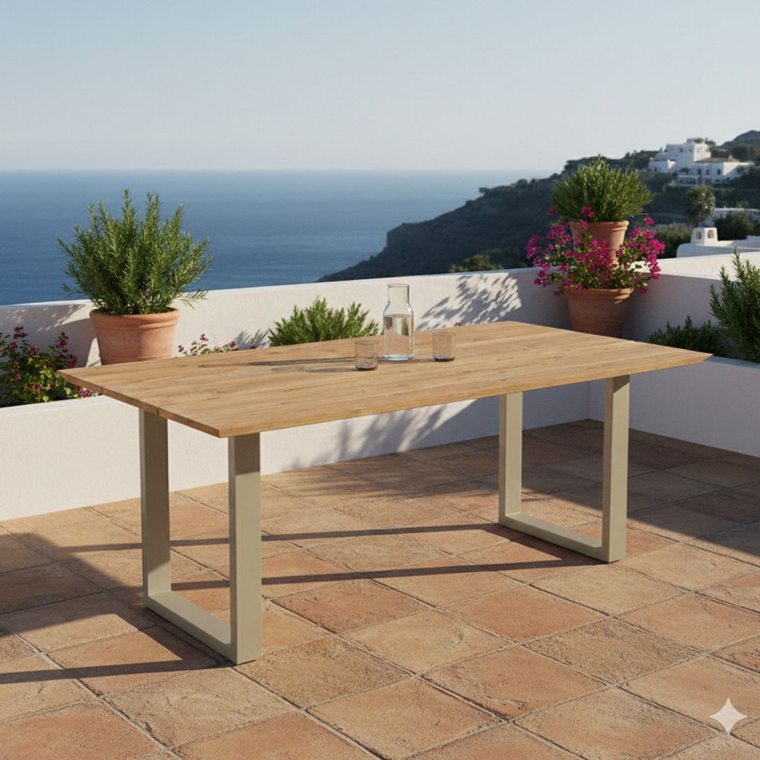 OUTLIV. Negara Gartentisch Edelstahl/Teak recycelt
