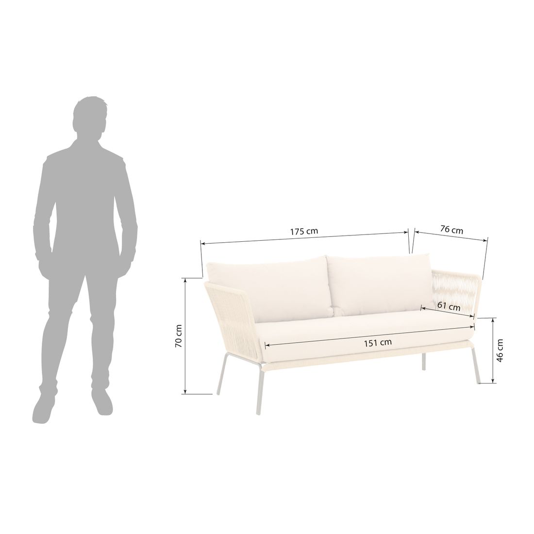 Cosmic Collection Lion Diningsofa Stahl/Rope