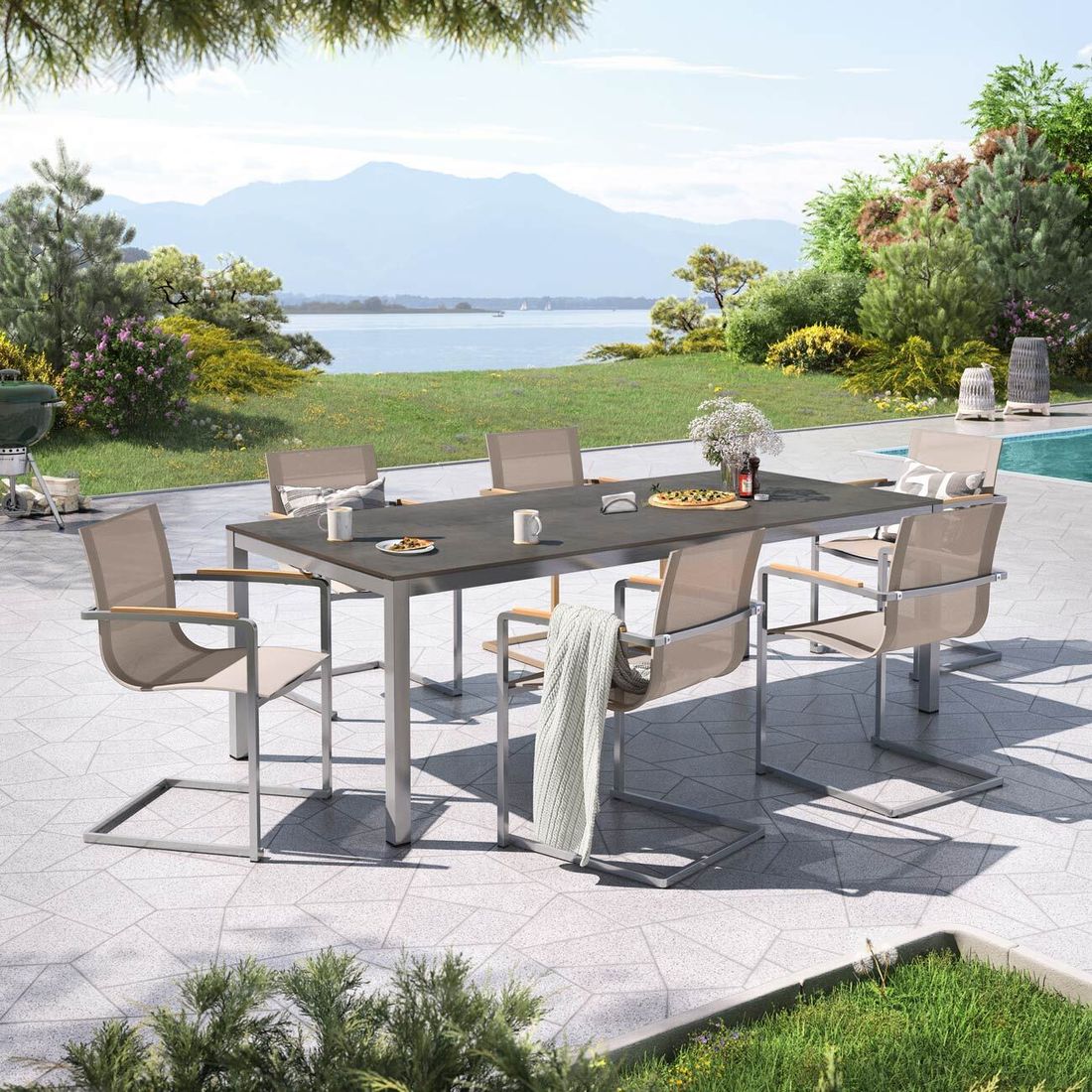 OUTLIV. Rimini Gartenmöbel-Set L (6 Plätze) Tisch 220x100cm