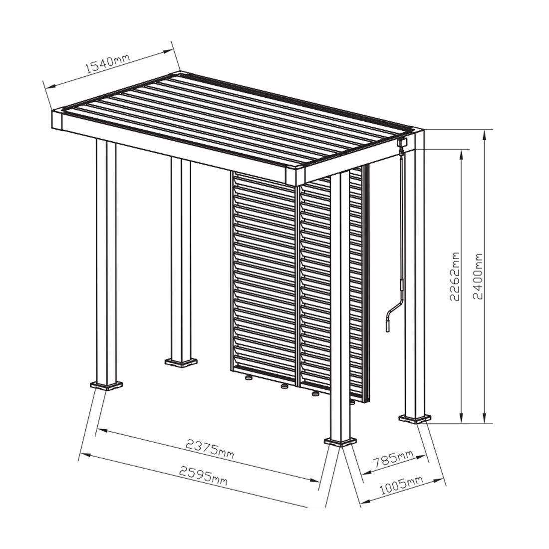 MWH Grillzebo Terrassenüberdachung 259,5x154x240cm