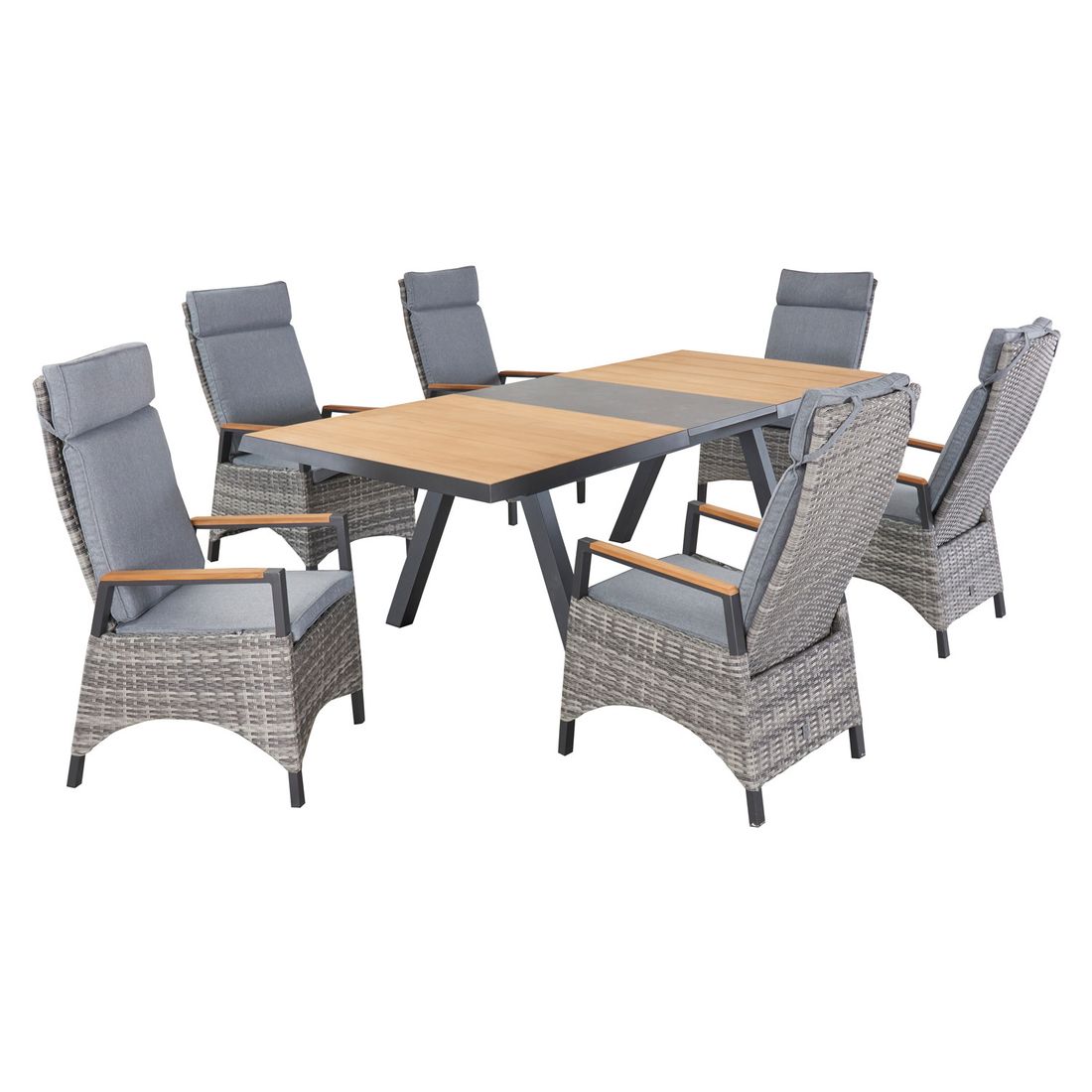 LC Garden Keramo Gartenmöbel-Set L verstellbar (6 Plätze) Tisch 200/260x100cm