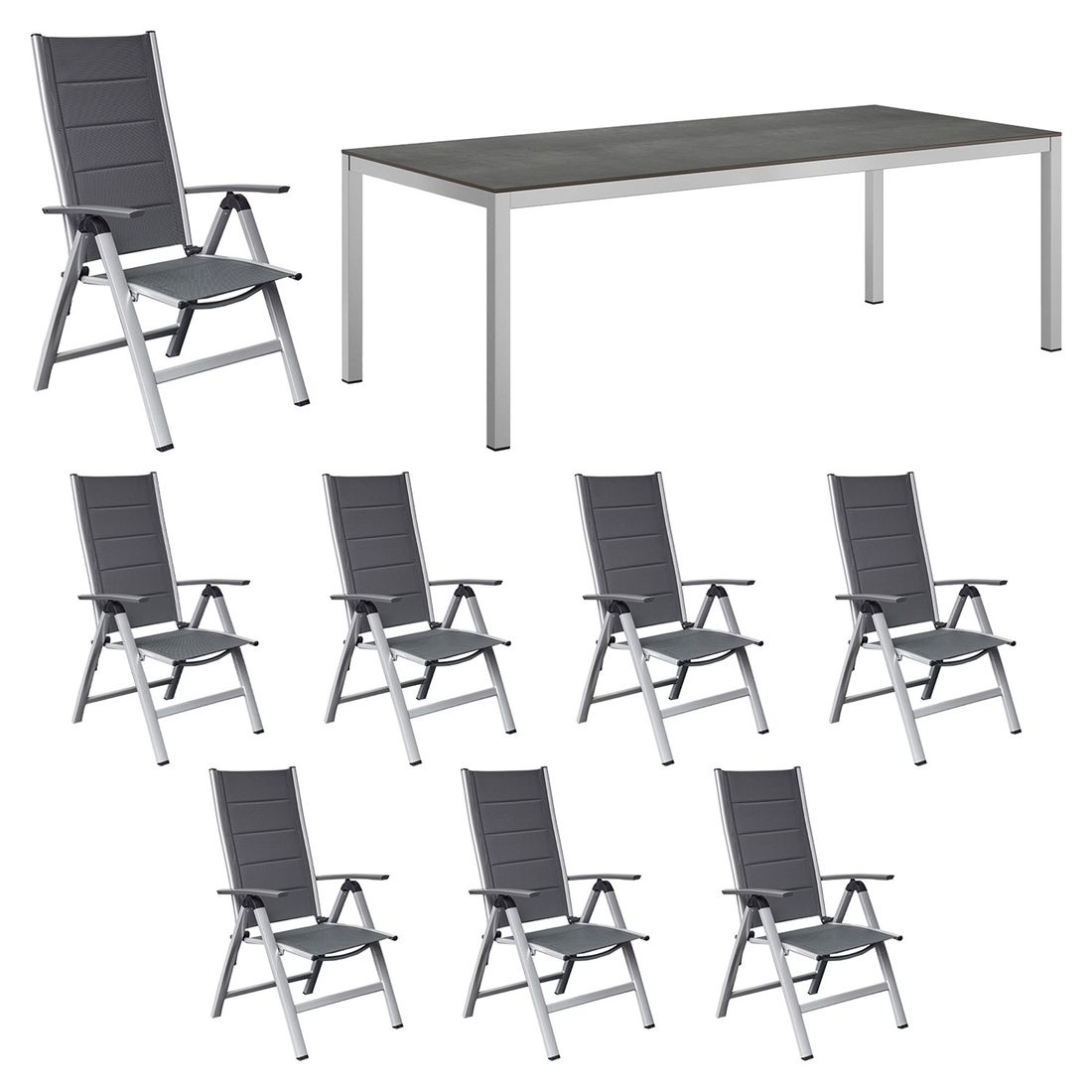 OUTLIV. Melbourne Gartenmöbel-Set XL verstellbar (8 Plätze) Tisch 220x100cm
