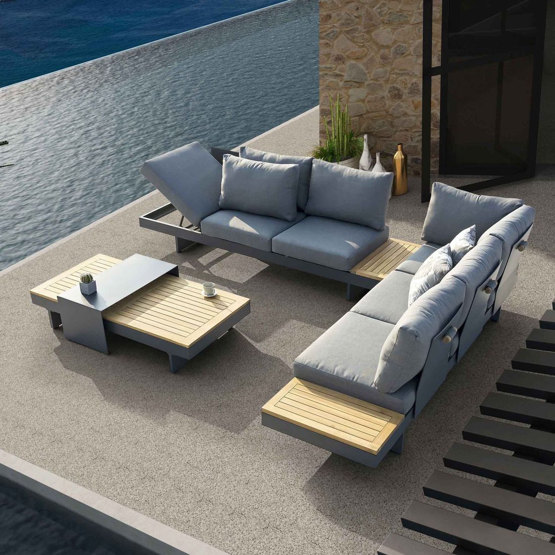 OUTLIV. Luna Ecklounge inkl. Loungetisch Aluminium/Polyester