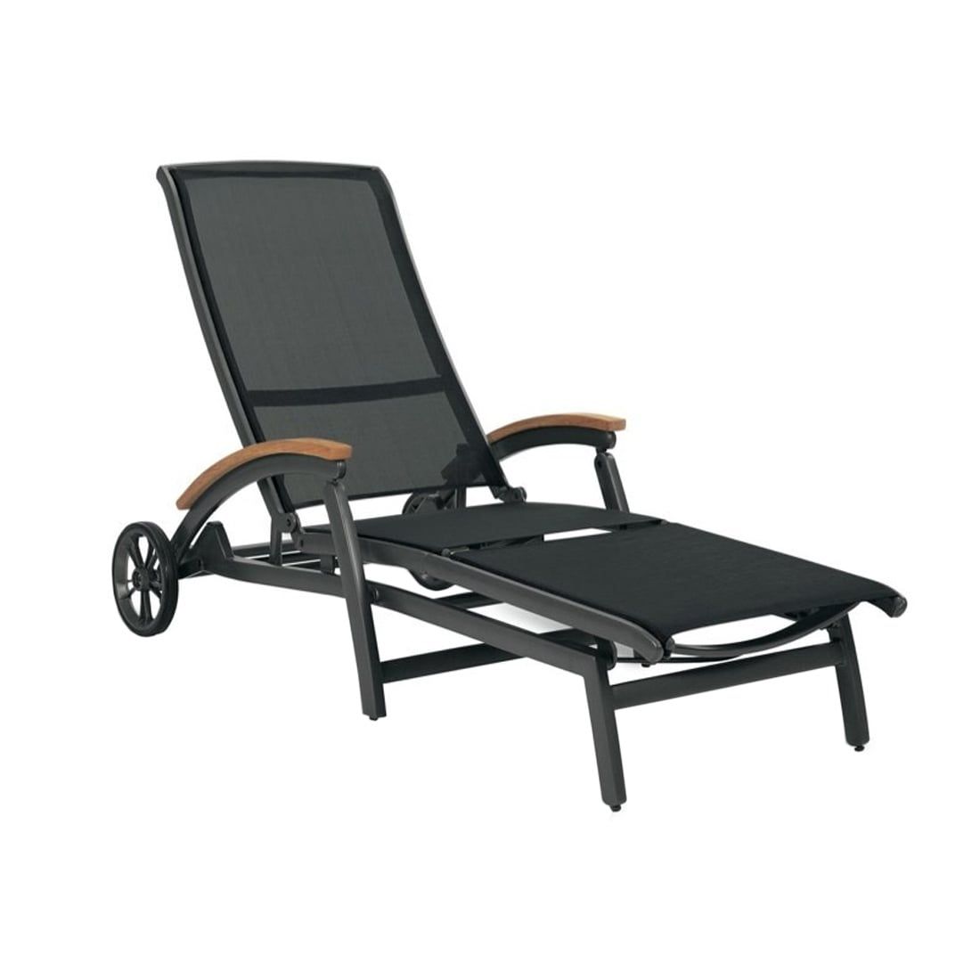 Hartman Da Vinci Gartenliege verstellbar Aluminium/Textilene mit Teak-Armlehnen