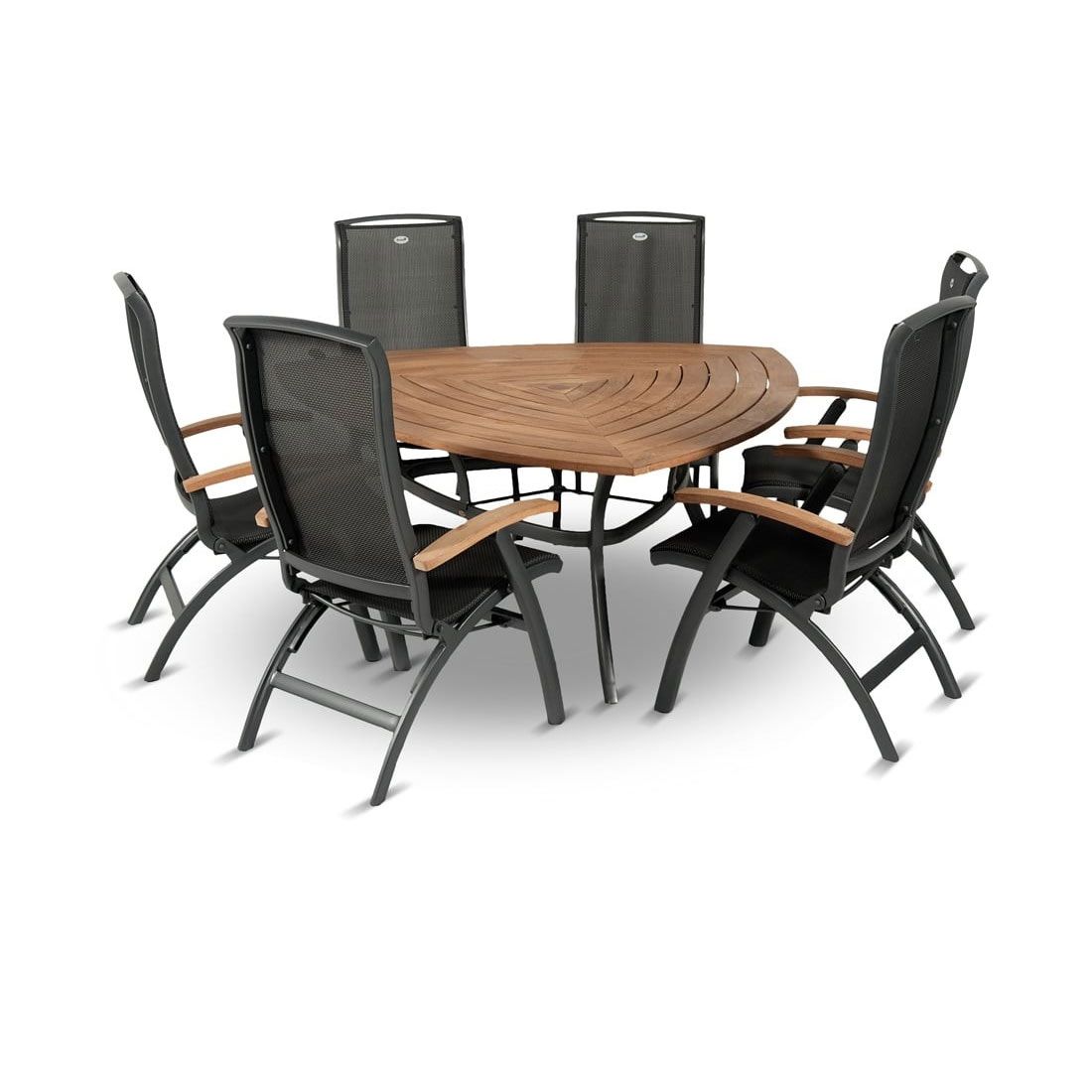 Hartman Da Vinci Klappsessel Aluminium/Textilene mit Teak-Armlehnen