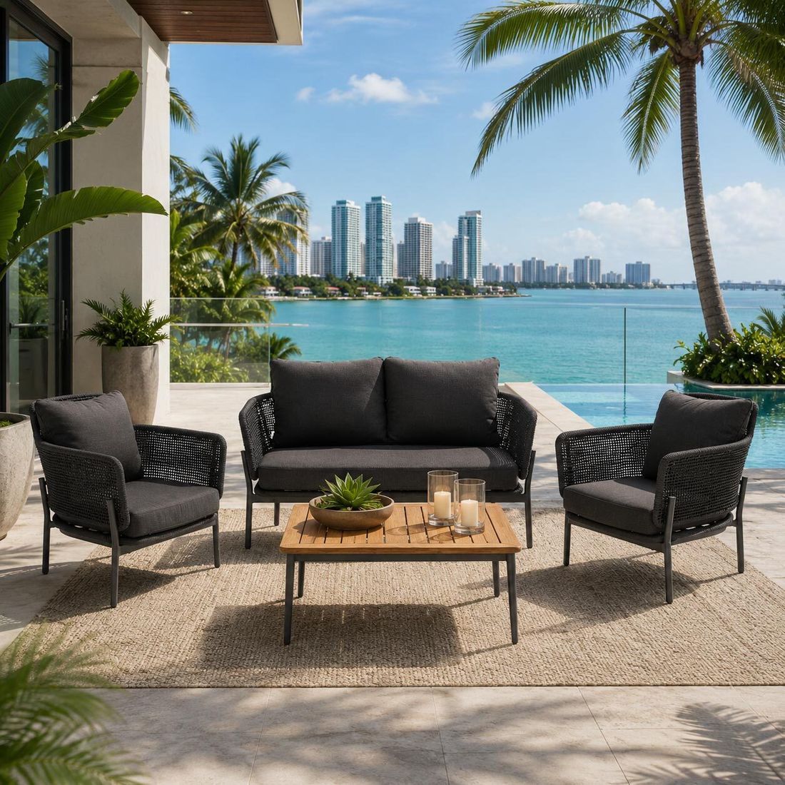 Interliving 7005 Loungeset 4-tlg. mit Tisch 89x89 cm