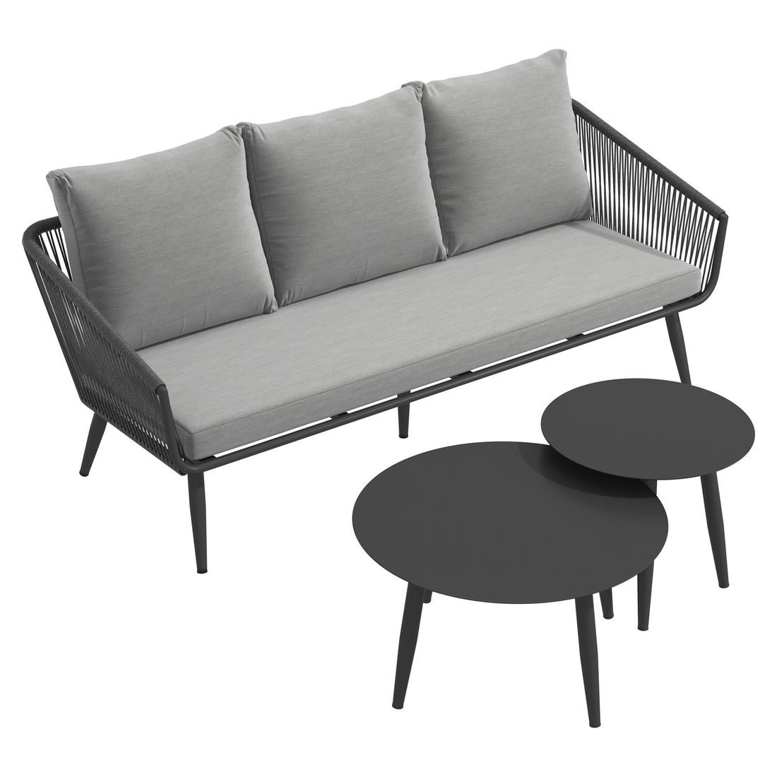 OUTLIV. Alex Loungeset inkl. Loungetische Aluminium/Rope/Olefin