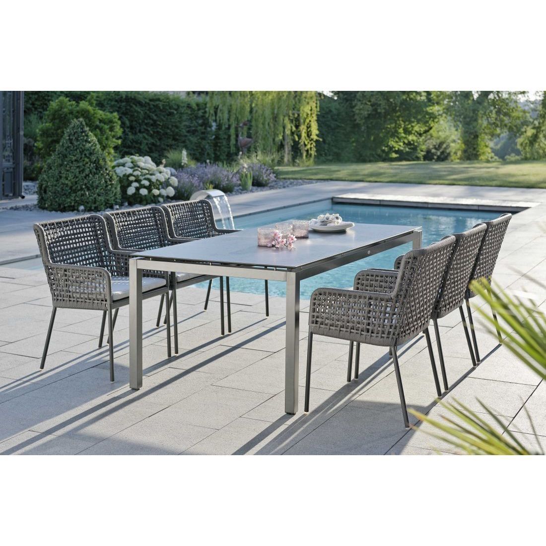 Stern Gartentisch-Gestell 200x100cm Edelstahl Vierkantrohr