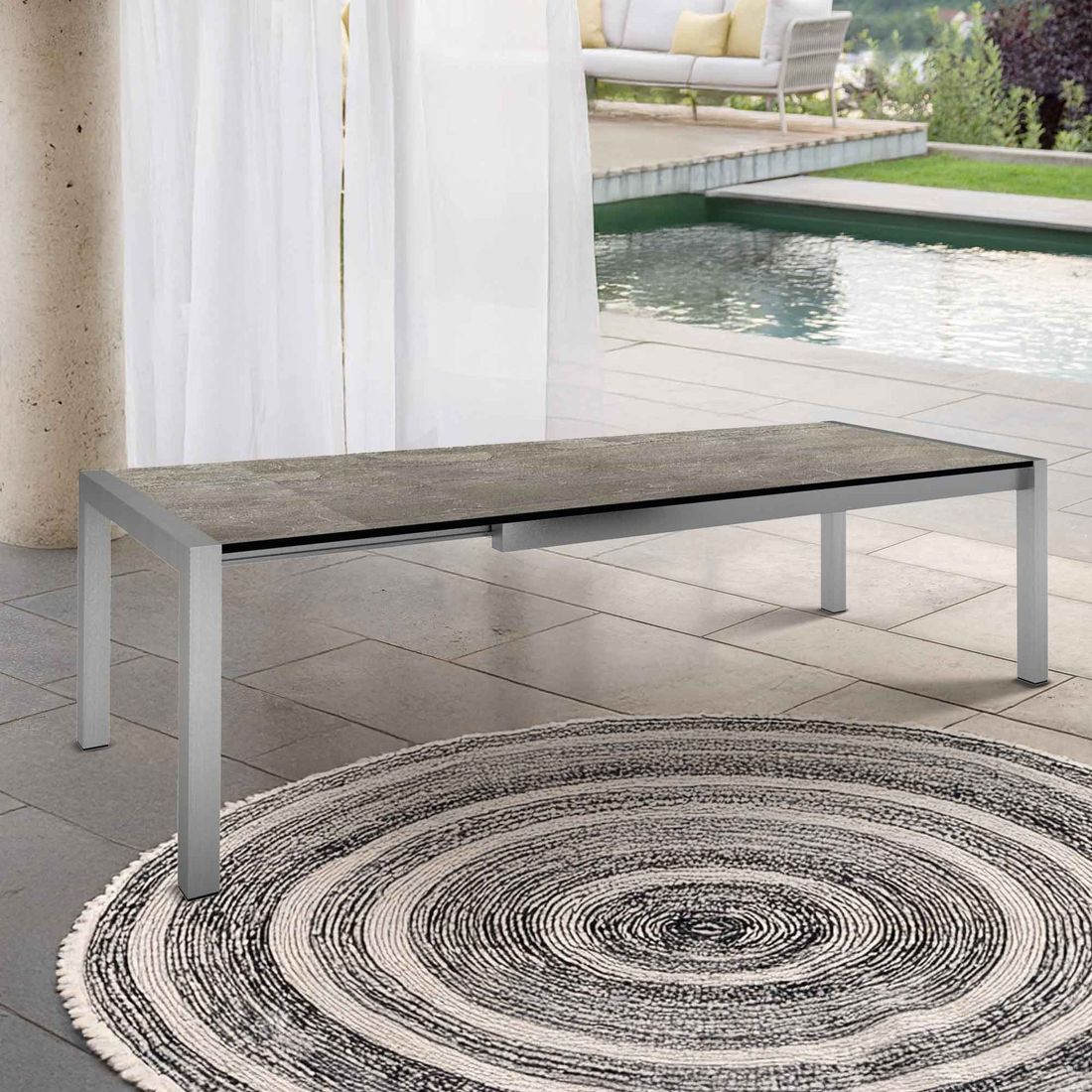 Stern Ausziehtisch 174/254x90cm Edelstahl/Silverstar