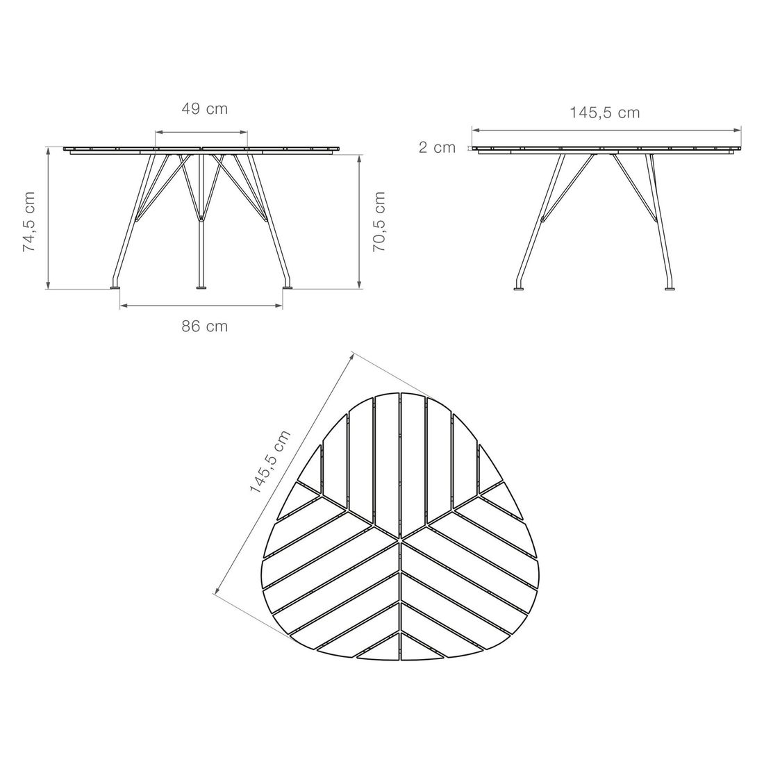 HOUE Leaf Gartentisch 146x146cm Stahl/Bambus