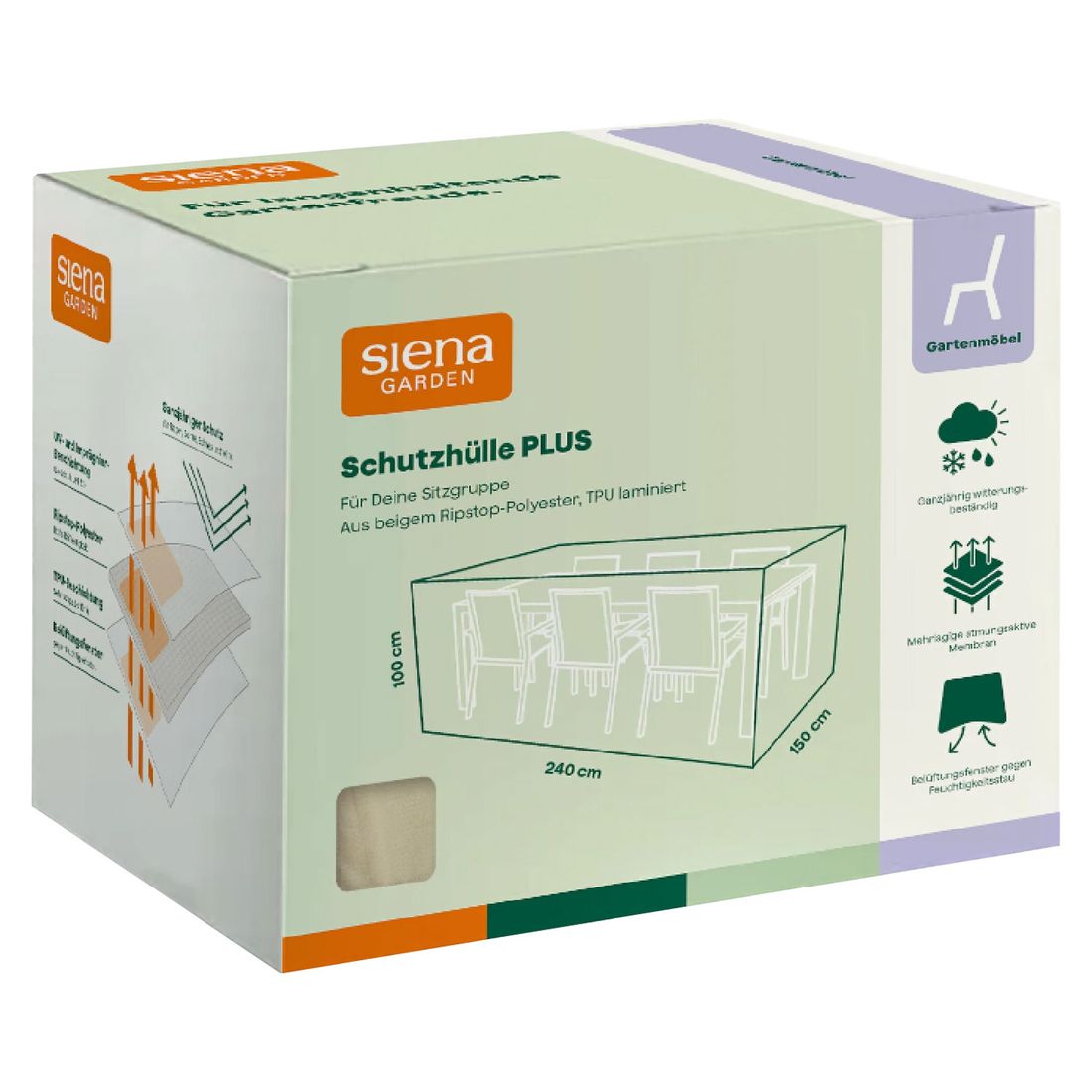 Siena Garden Plus Gartenmöbel-Set Schutzhülle 240x150x100cm