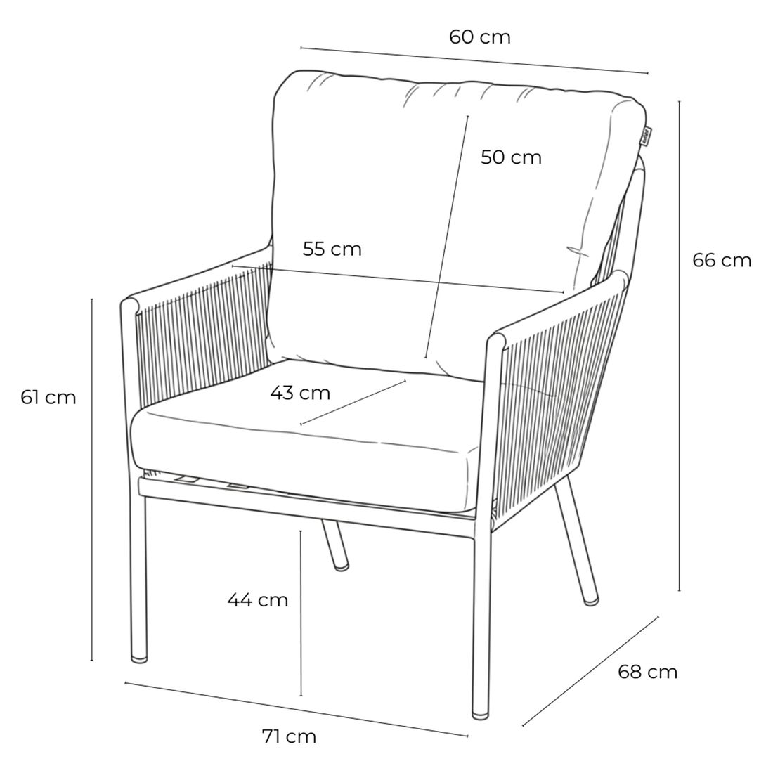 Hartman Zaragoza Low Dining Gartensessel Aluminium mit Sitz- und Rückenkissen