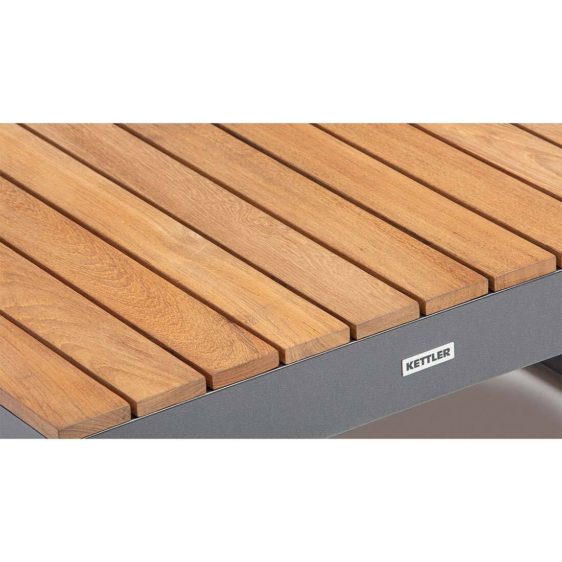Kettler Ocean Skid Platform Loungetisch 70x70cm Aluminium/Teak