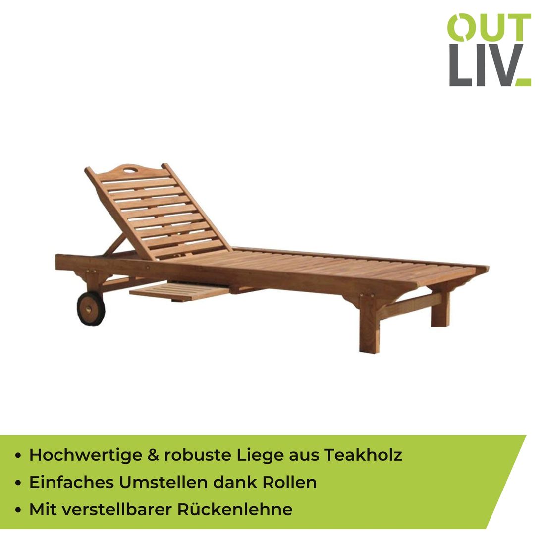 OUTLIV. Fania Gartenliege Eco-Teak mit Sideboard