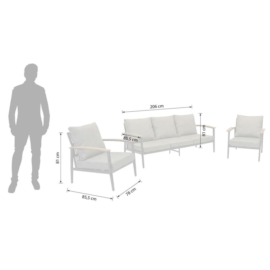 LC Garden Avento Loungeset inkl. Loungetisch Aluminium/Rope/Polyester