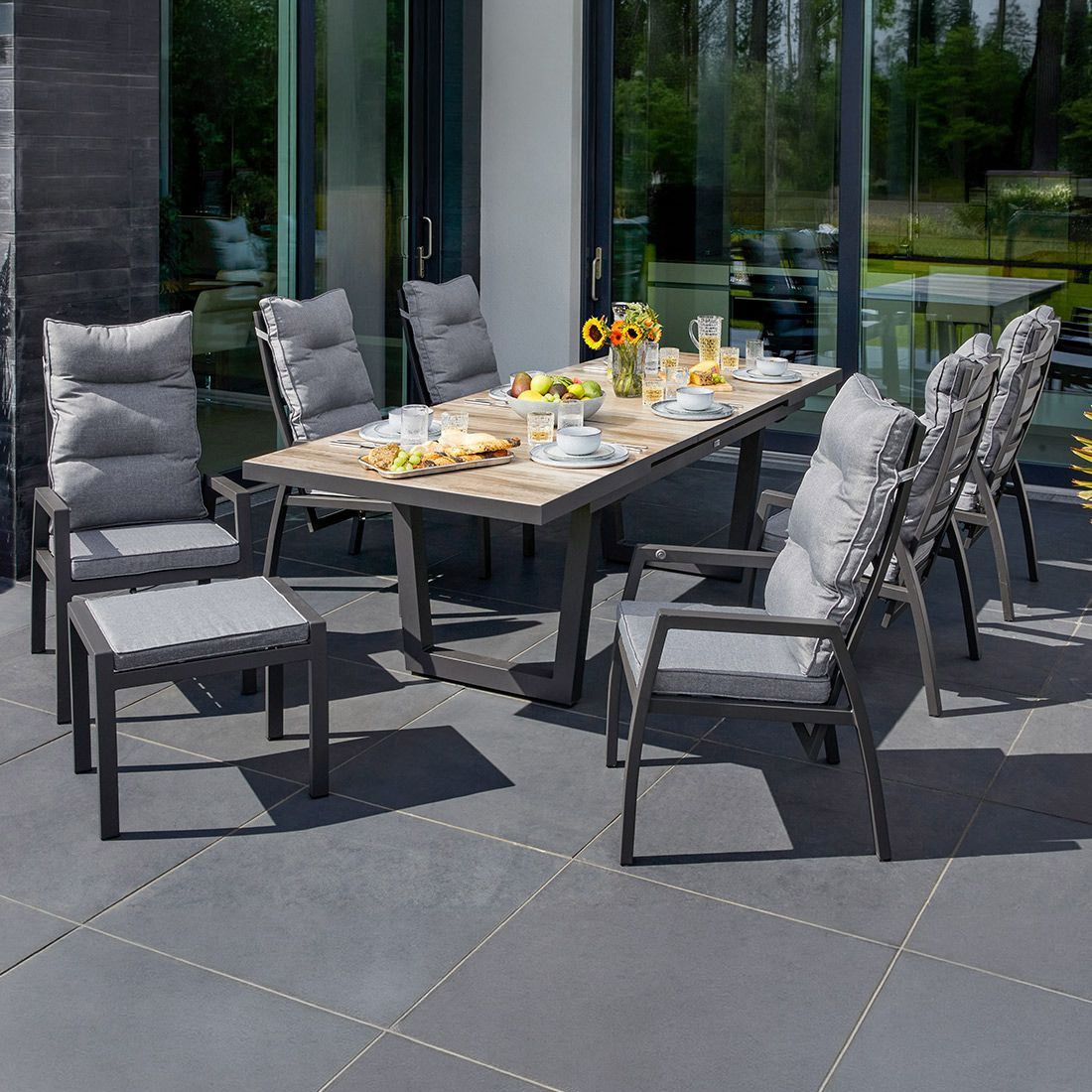 LC Garden Bondino II Gartenmöbel-Set L verstellbar (6 Plätze) Tisch 200/260x100cm