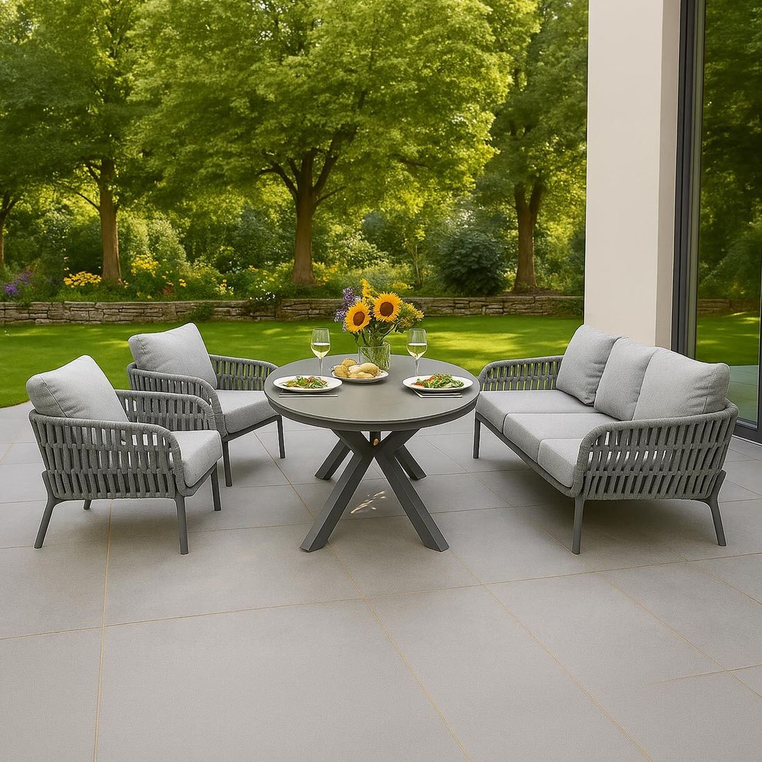 LC Garden Terano Gartensessel Low Dining Aluminium mit Sitz- und Rückenkissen