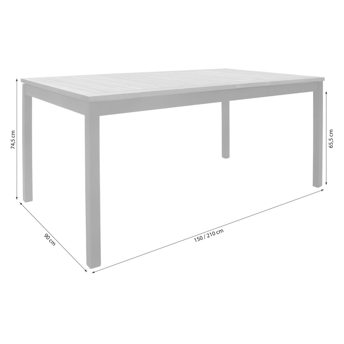 OUTLIV. Alpha Ausziehtisch 150/210x90cm Aluminium/Teak