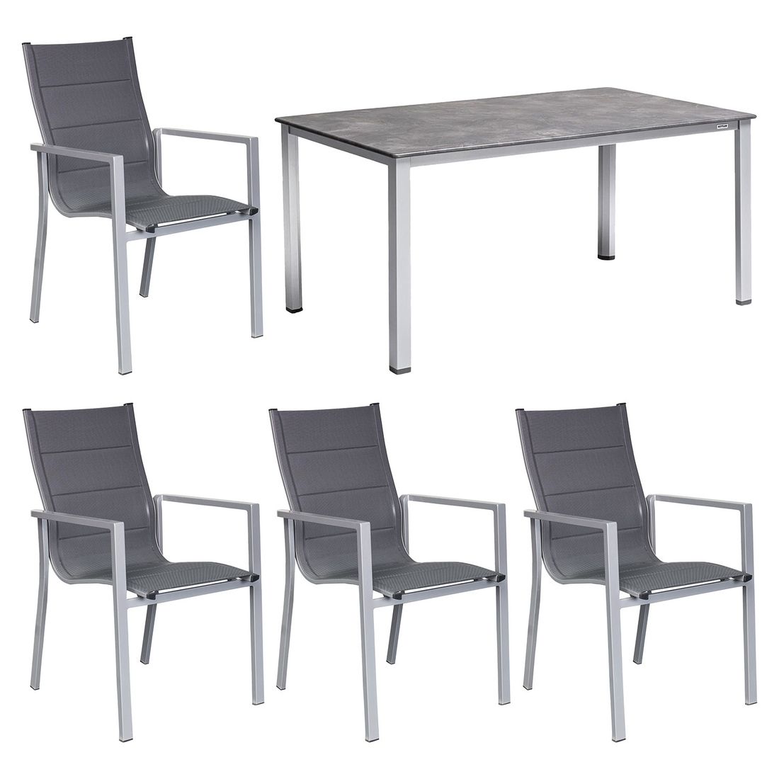 OUTLIV. Melbourne Gartenmöbel-Set M (4 Plätze) mit Kettler Tisch 160x90cm